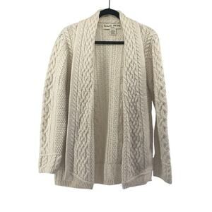 Aran Mor Ireland 100% Merino Wool Cable Knit Cardigan/Jacket Medium Irish Ivory